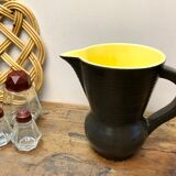 Digoin Sarreguemines vintage black lead ceramic pitcher 60s