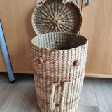 Vintage raffia wicker basket bowling bag