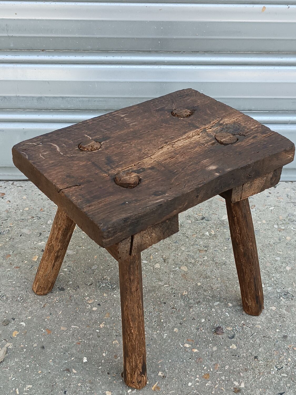 Solid oak milking stool