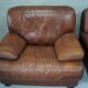 A pair of vintage Italian leather Lounge Chairs, 1970s