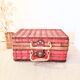 Vintage red woven wicker briefcase with leather buckle - rattan