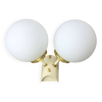 Vintage Italian Brass and Opaline Wall Lamp