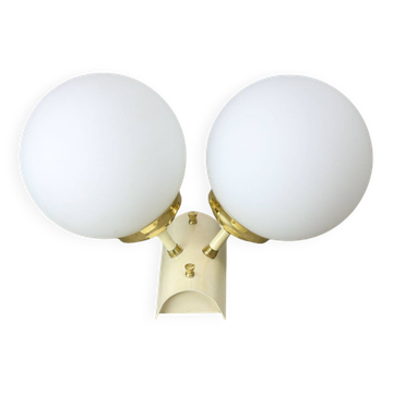 Vintage Italian Brass and Opaline Wall Lamp