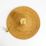 Beautiful, large Italian 1970s bright bamboo wood ceiling pendant lamp