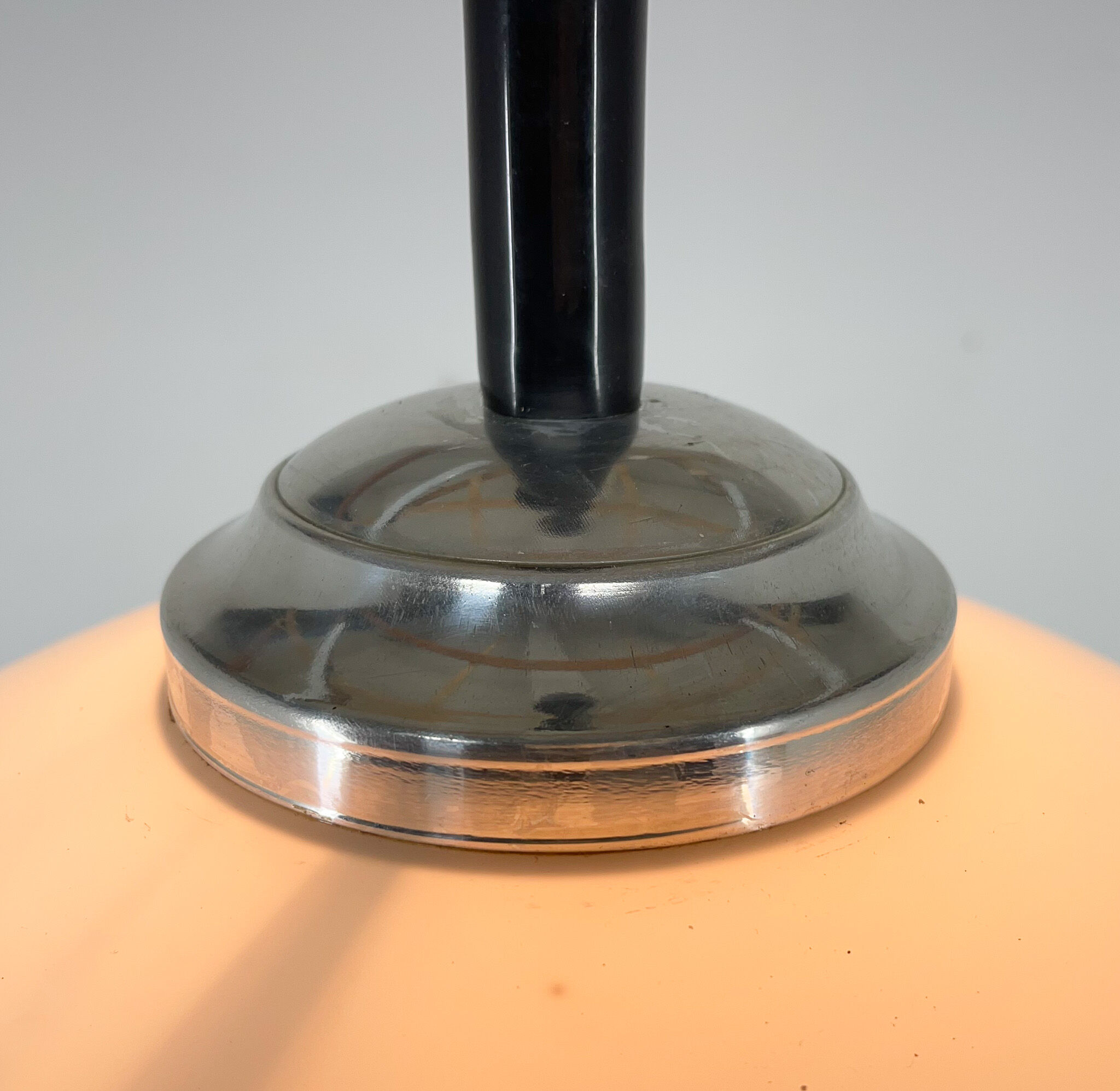 Mid-century adjustable milk glass suspension