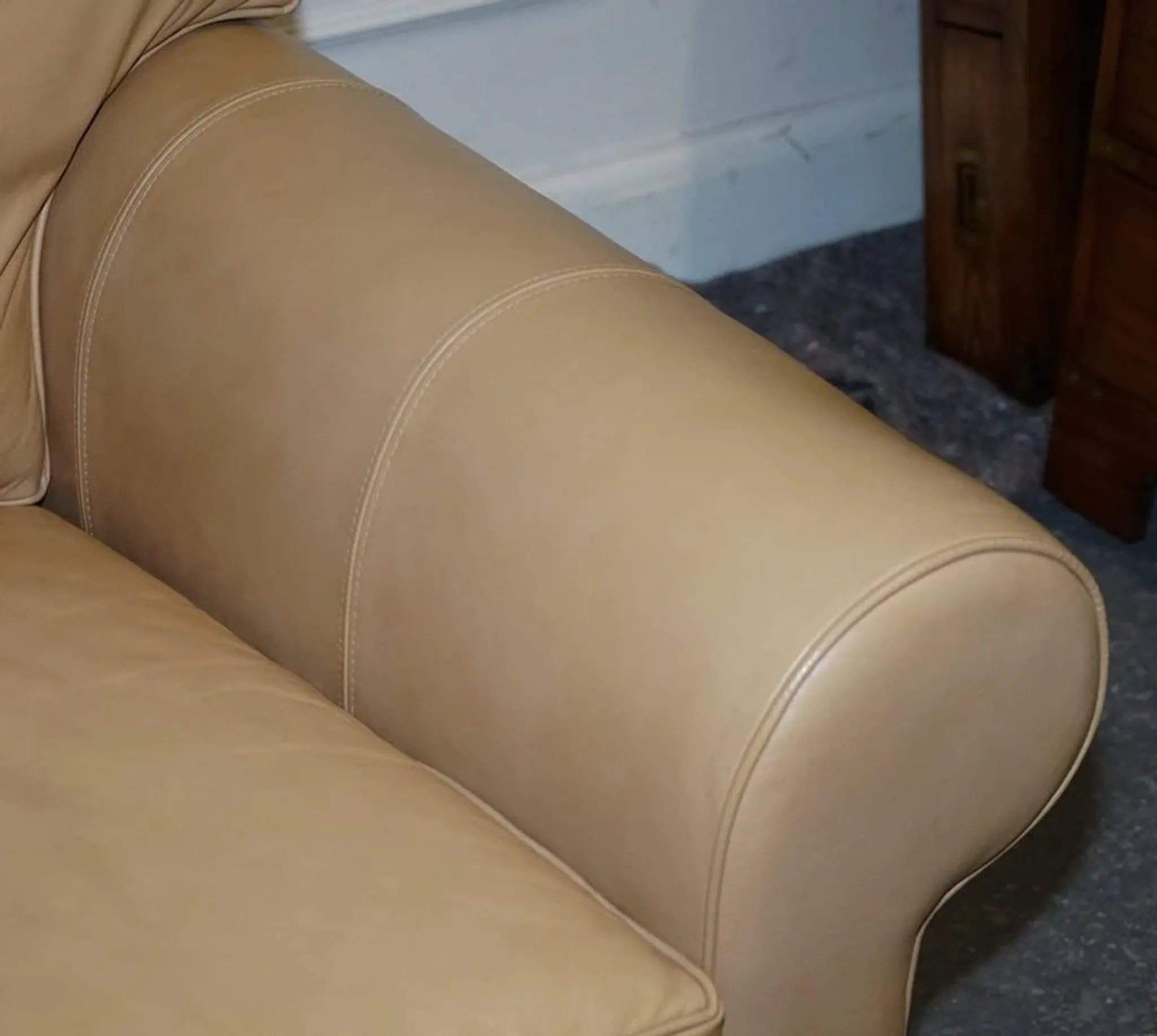 Brown Leather Two-Seater Sofa by Multi York England