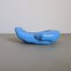 Vintage hand-shaped ceramic trinket dish in blue, 1970s decorative sculpture, retro design object, centerpiece, home decor, soap dish