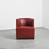 Pair of post-modern red leather armchairs by Wittmann