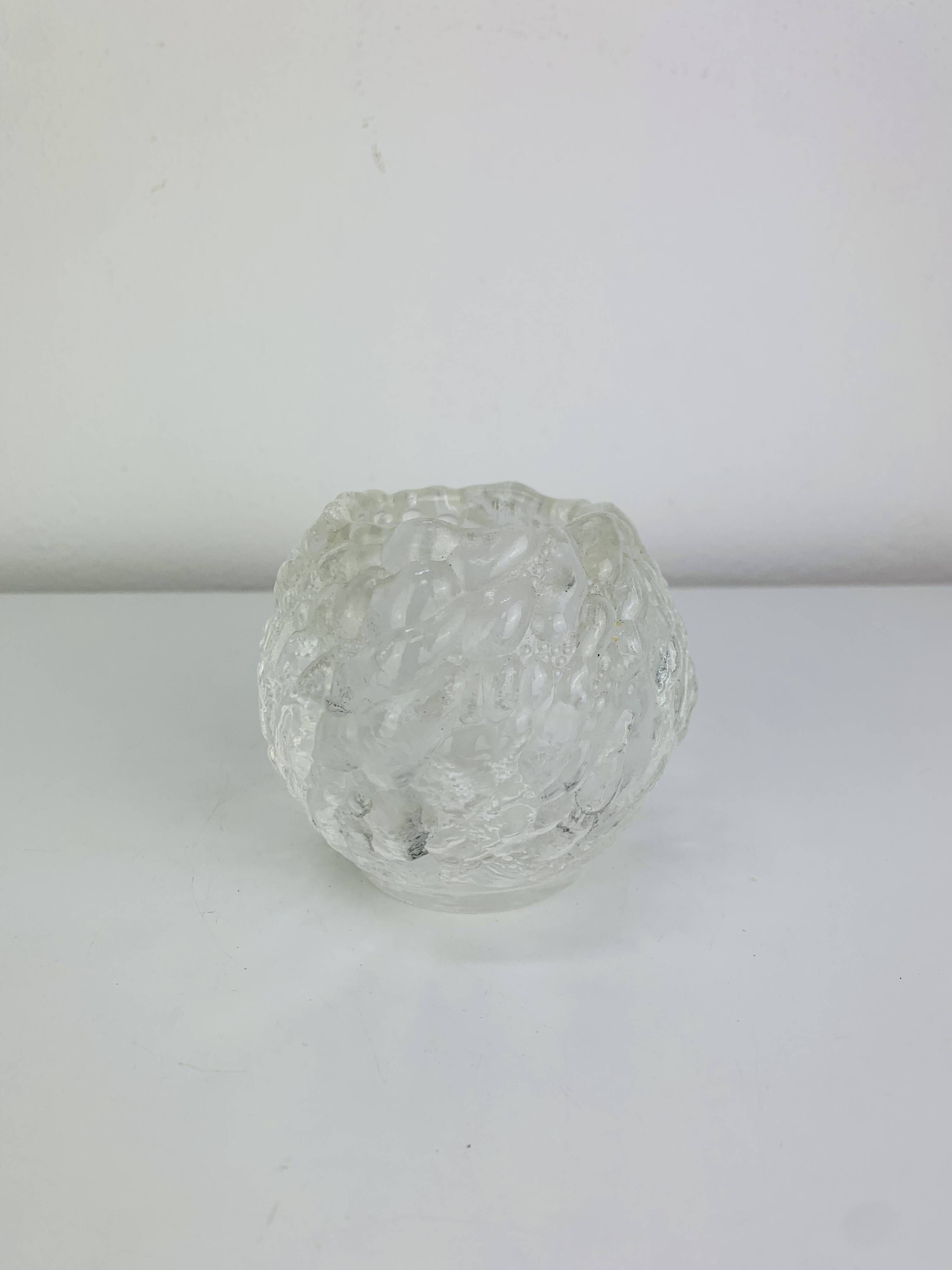 Cut glass candle holder, sphere, snowball style Kosta Boda