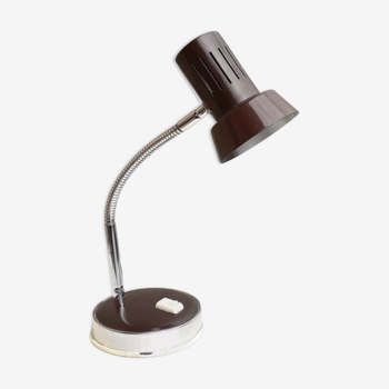 Lampe de bureau vintage orientable métal laqué marron - 1970