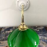 Vintage wall lamp in green opaline