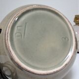 Three vintage ceramic lamps in blue, white and suede