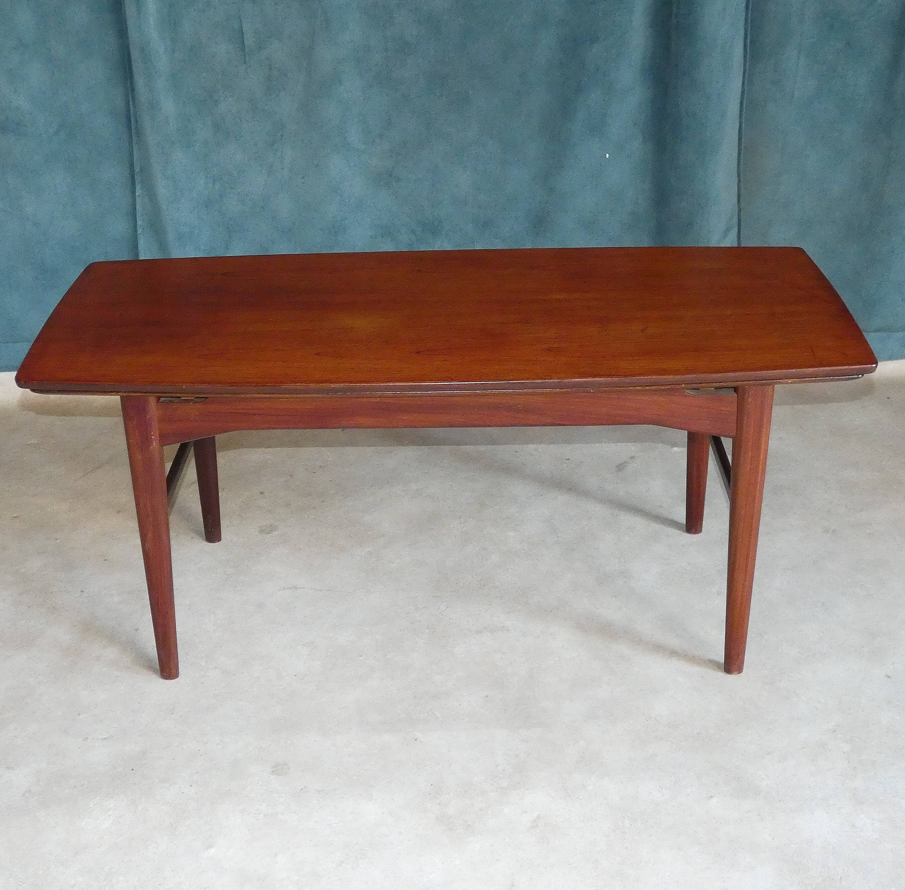 Scandinavian teak coffee table monte and drop, denmark 1960