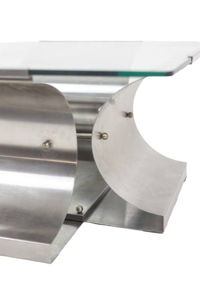 Brushed steel and glass coffee table, François Monnet, for Kappa, 1970.