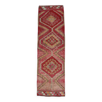 3x10 Red Pink Oriental Vintage Runner Rug, 95x317Cm