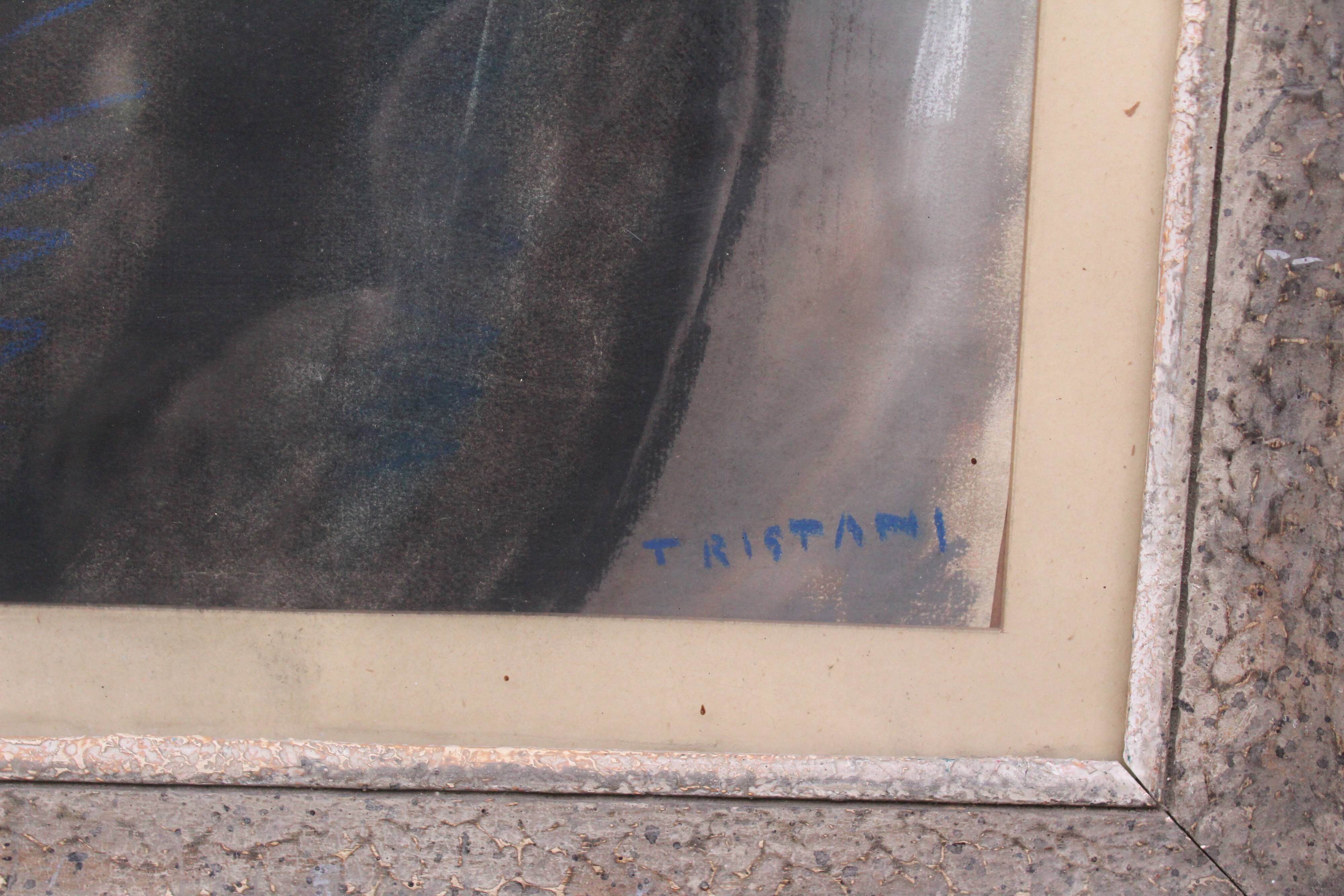 Pastel portrait Young man signed jules Tristani