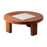 Table basse ronde en orme et céramique