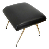 Footrest / stool 1960s with tapered gold legs & faux leather seat