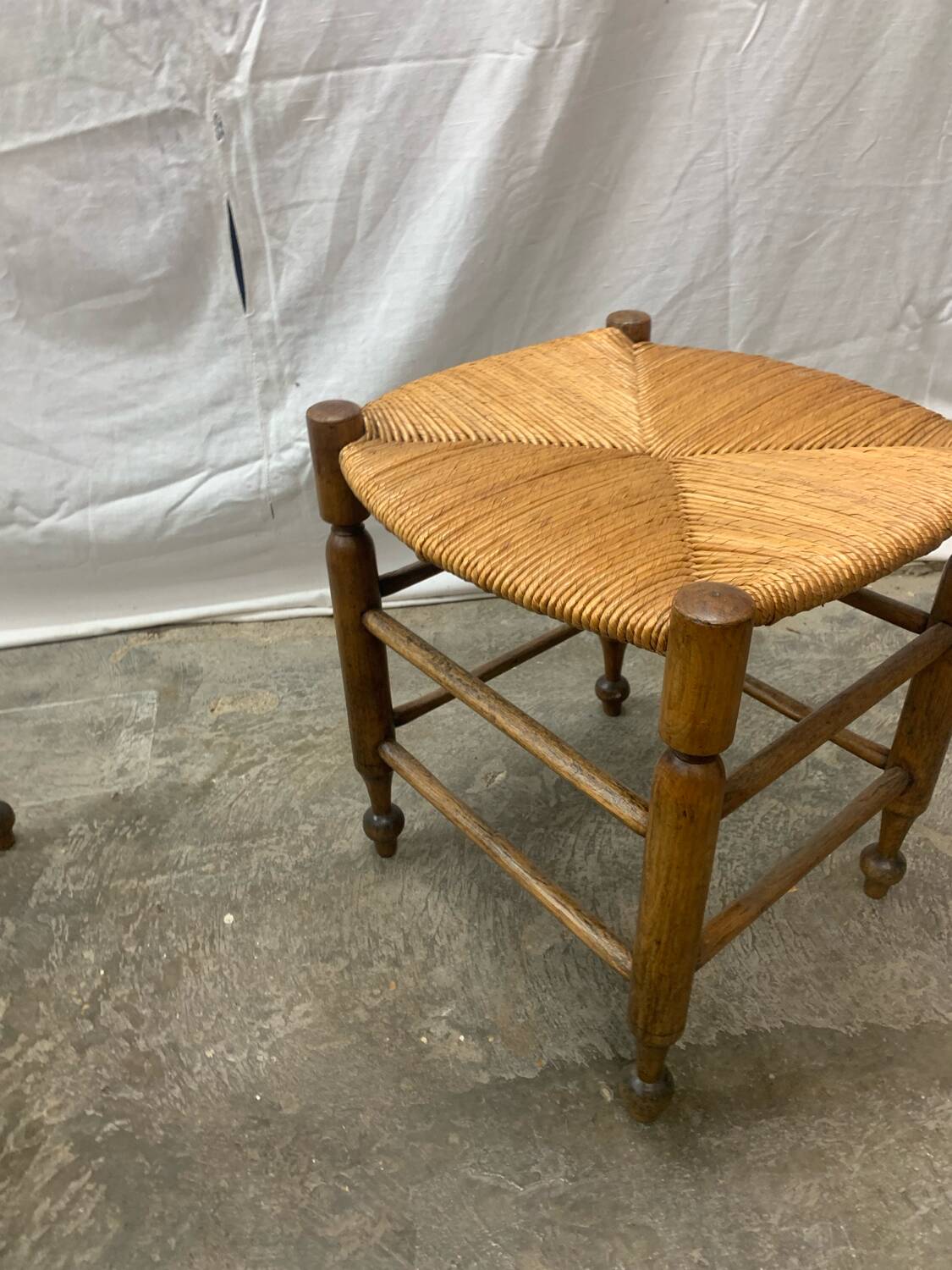 Pair of Antique Straw Stools