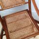 Bamboo folding armchair and caning, leather and brass