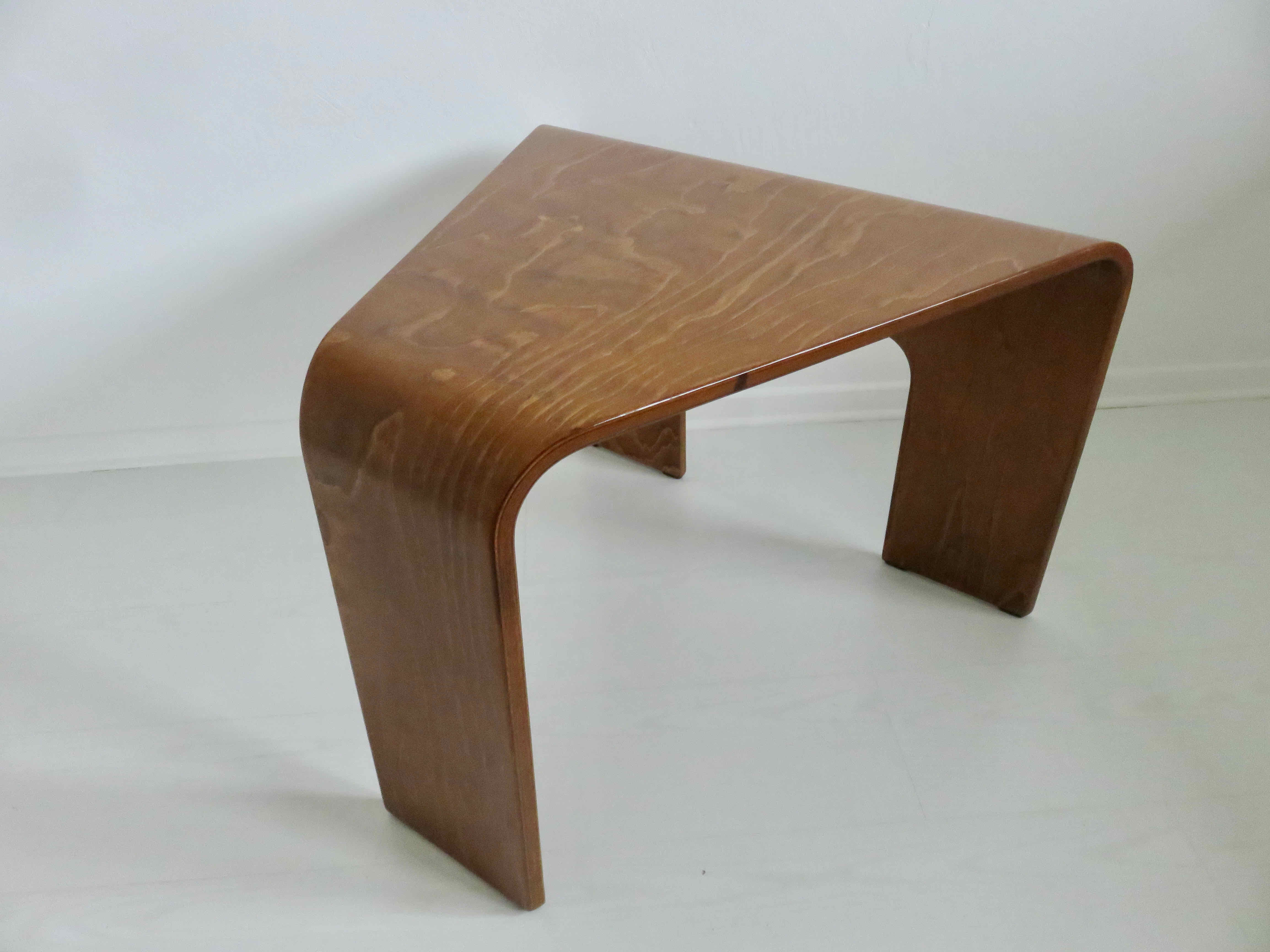 Scandinavian coffee table in curved wood 1970