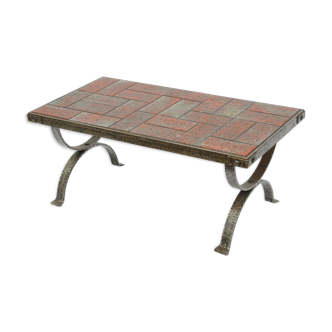 Wrought iron and ceramic coffee table