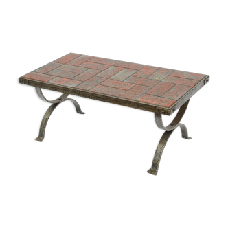 Table basse en fer forgé et céramique