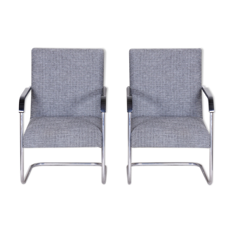 Pair of grey Anton Lorenz armchairs for Mucke Melder - 1930s Czechia