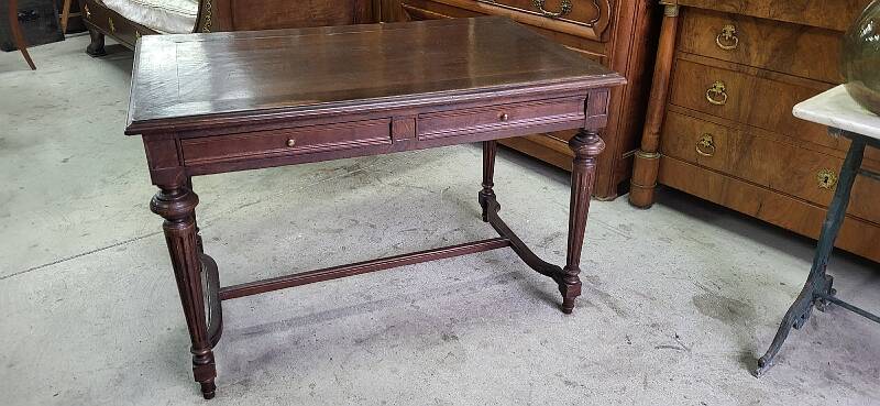 Table bureau 2 tiroirs en chene du xix ème siecle