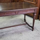 19th century oak desk table with 2 drawers