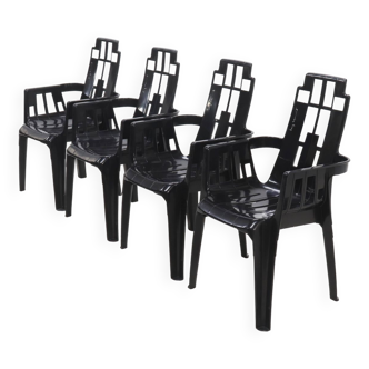 Ensemble de 4 chaises Boston de Pierre Paulin pour Henry Massonnet France 1980