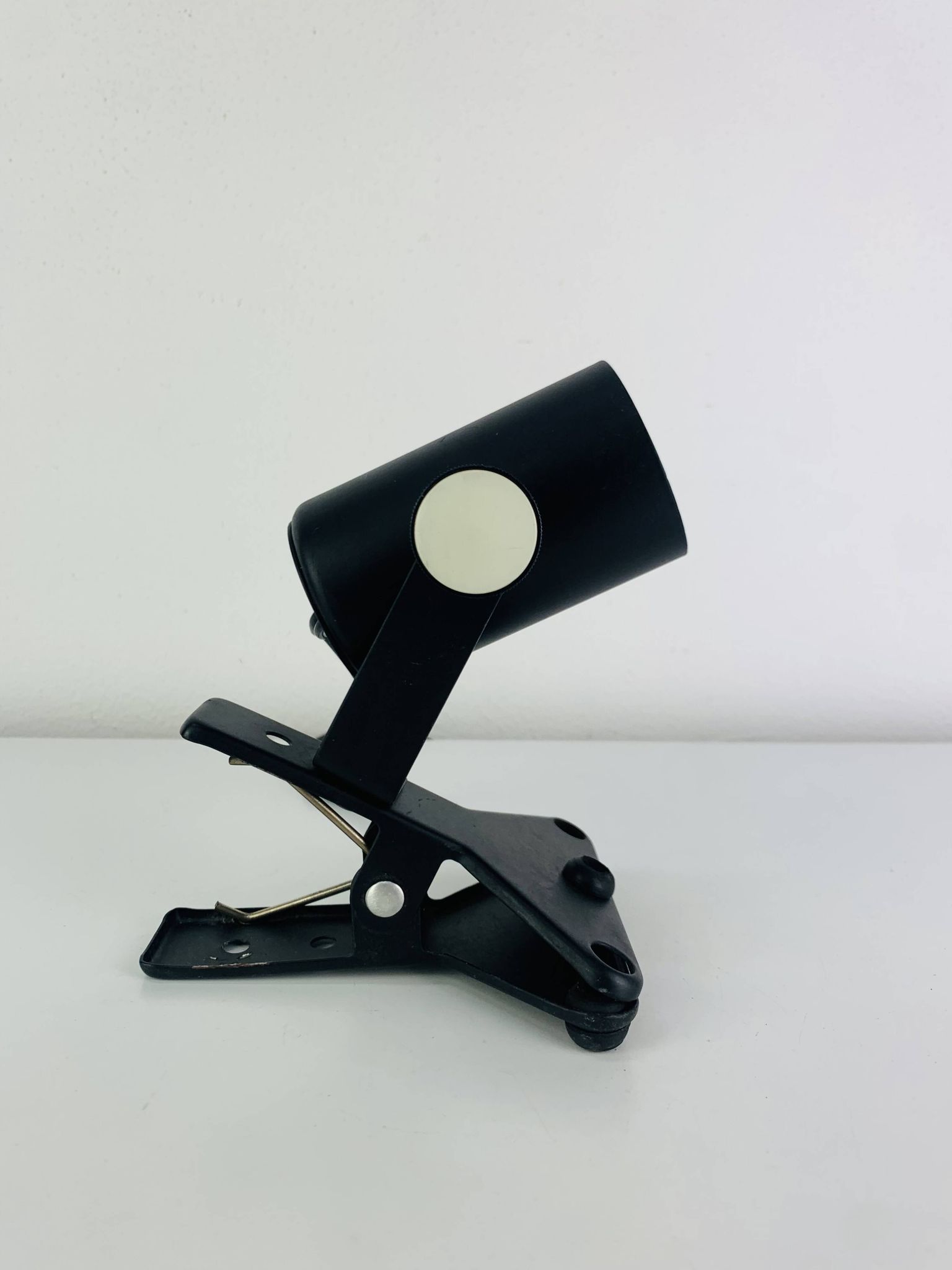 3 clip-on spotlights, black metal, 1960s, vintage