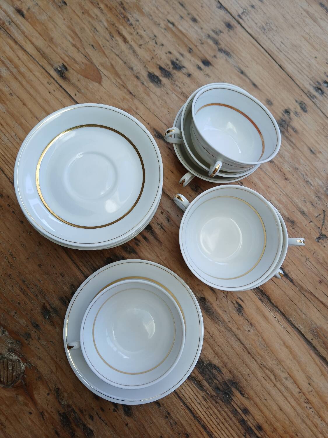 Set of 7 Limoges porcelain cups and saucers