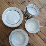Set of 7 Limoges porcelain cups and saucers