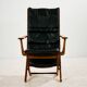 Beech armchair with leather upholstery