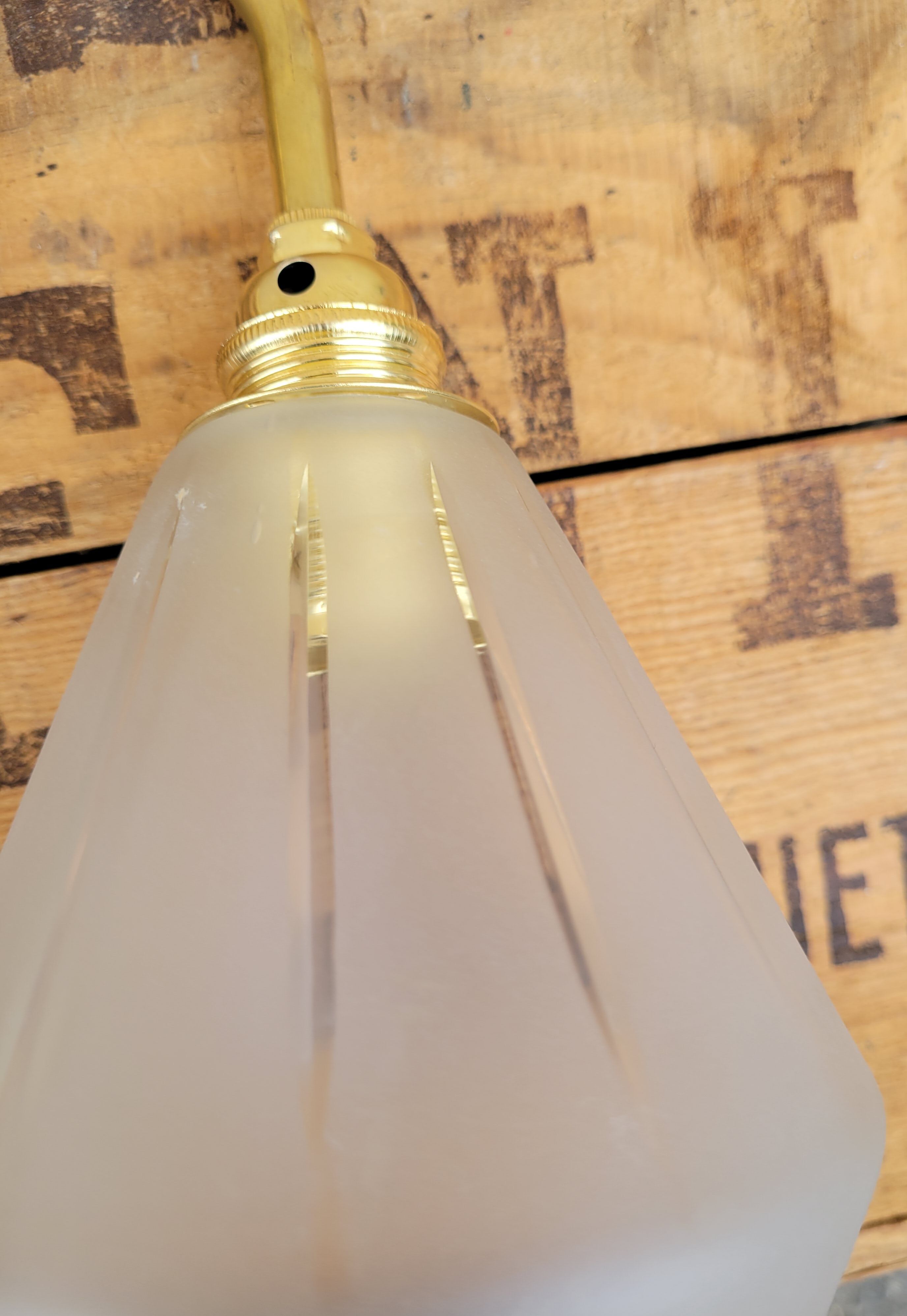 Brass and frosted glass wall lamp
