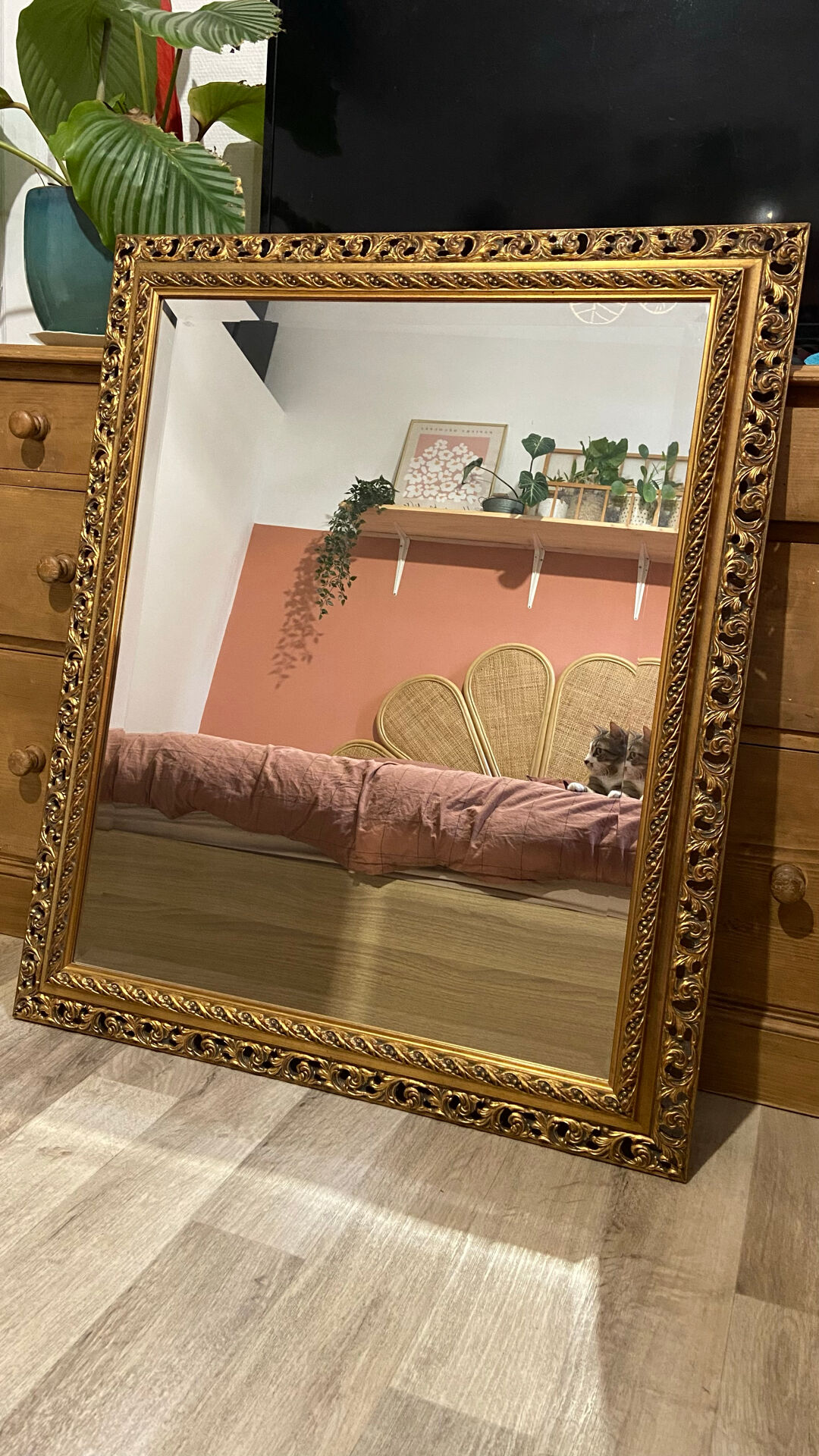 Exceptional antique large mirror in Louis XV style – Openwork gilded frame