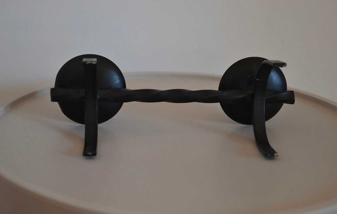 Brutalist candle holder in black iron