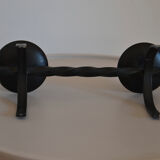 Brutalist candle holder in black iron