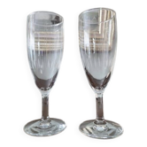 2 ancient engraved blown glass flutes