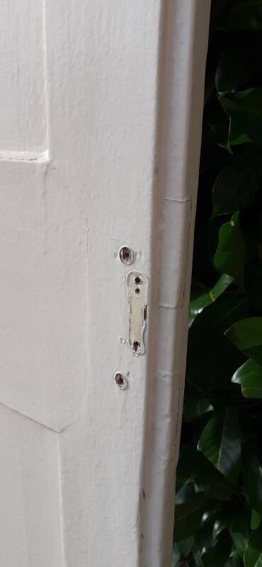 Narrow old paneled molded cupboard door h220x42cm