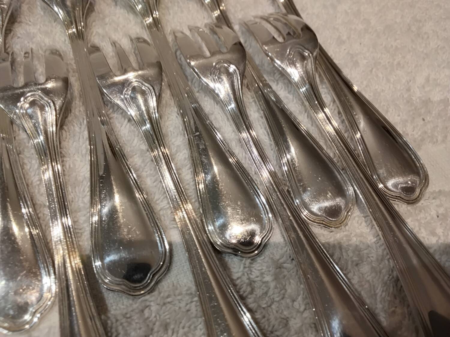 12 silver-plated cake forks by Christofle Spatours