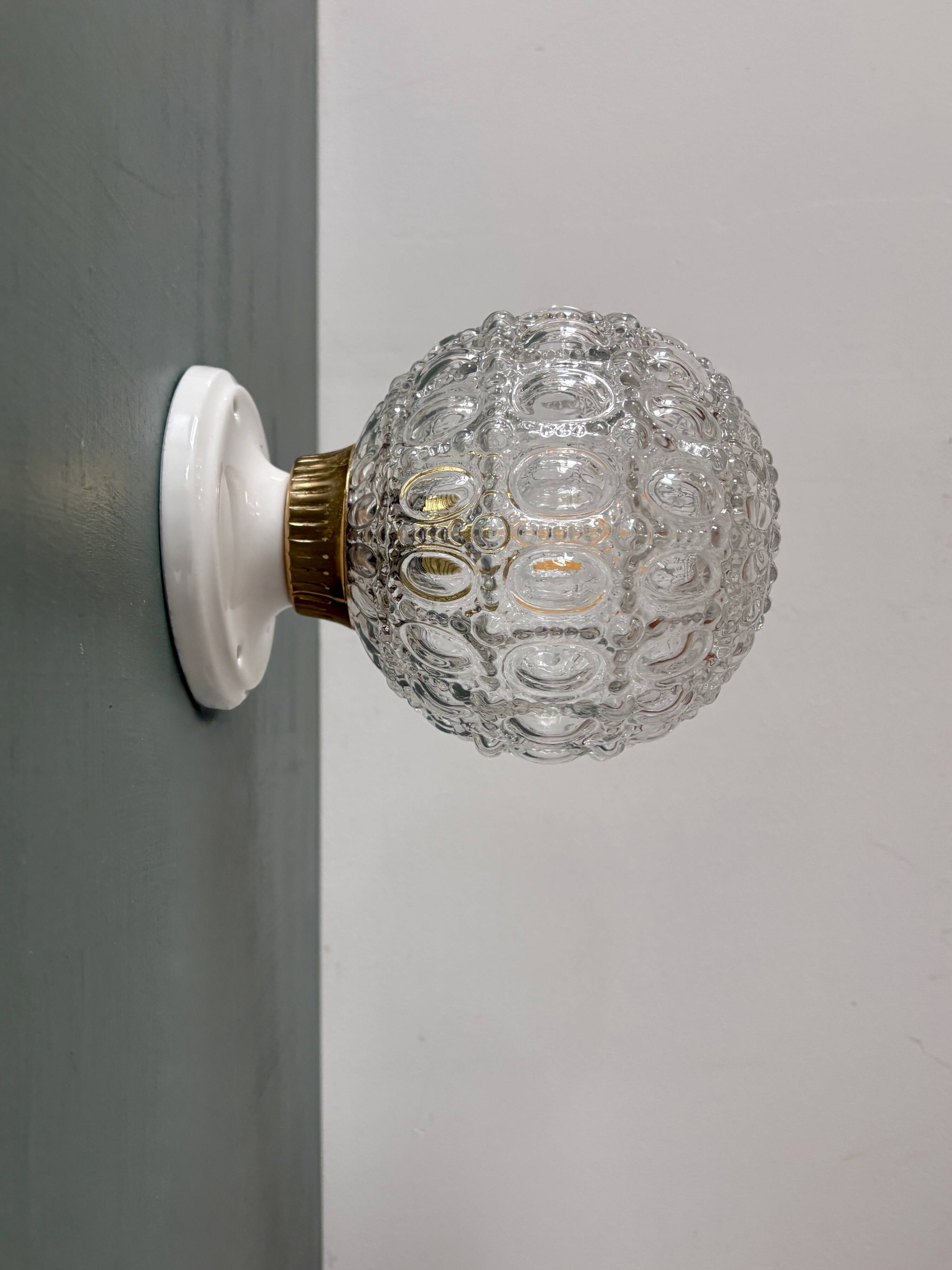 Vintage moulded glass wall or ceiling light globe