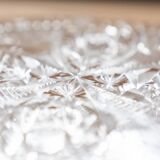 Square tray in Bohemian crystal, hand carved.