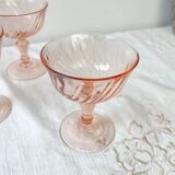 6 vintage pink glass bowls “Rosaline” Arcoroc Luminarc – French depression glass – Antique tableware made in France
