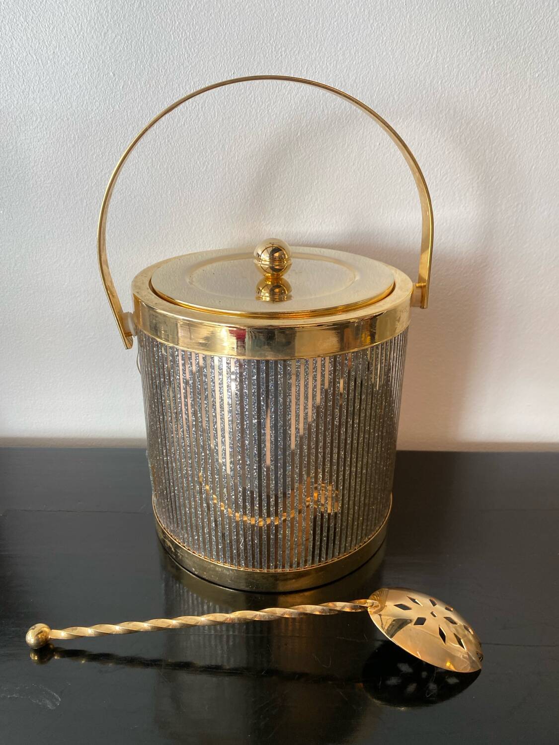 Vintage Hollywood Regency Gold Ice Bucket