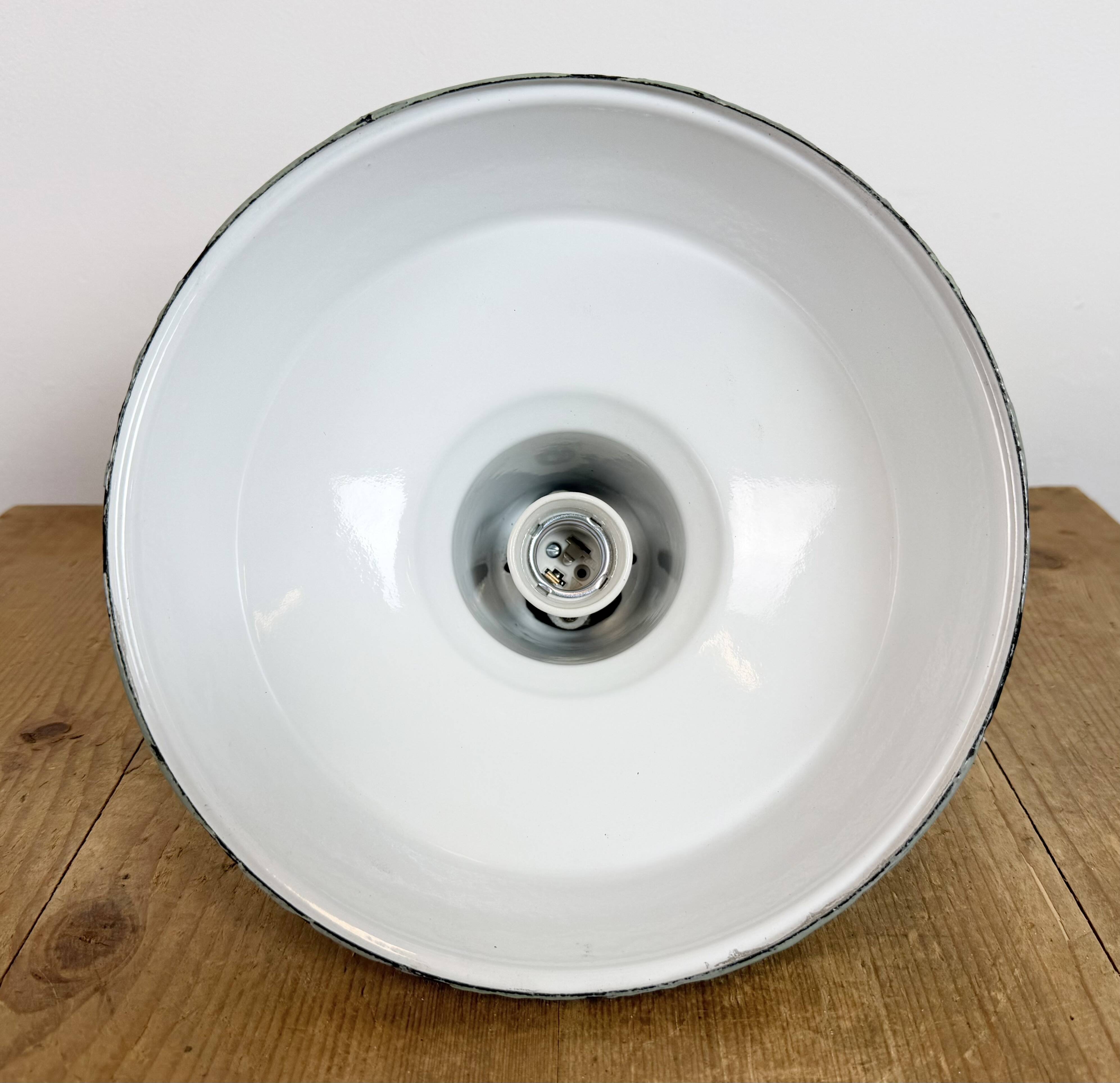 Industrial Grey Enamel Factory Pendant Lamp from Thorlux, 1960s