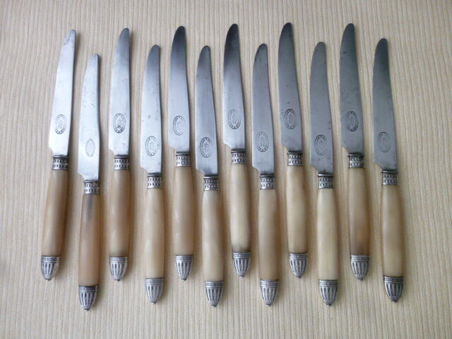 Box of 12 old table knives and 12 cheese knives Superior cutlery AB