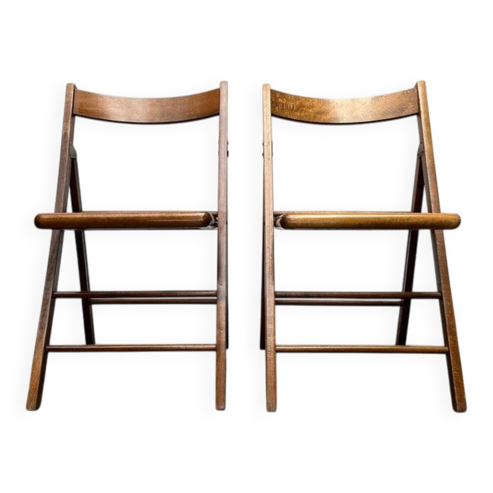Mid-century wooden folding chair set with Viennese wicker seats, 1960s.