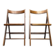 Ensemble de chaises pliantes en bois du milieu du siècle avec sièges en osier viennois, années 1960